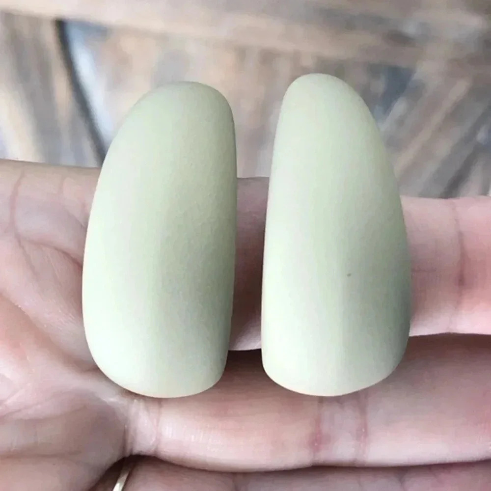 Tan Beige Large Silicone Stainless Steel Retro Hoop Earrings Nwt 15$